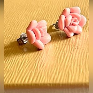 Perfectly Pink Rose Stud Earrings